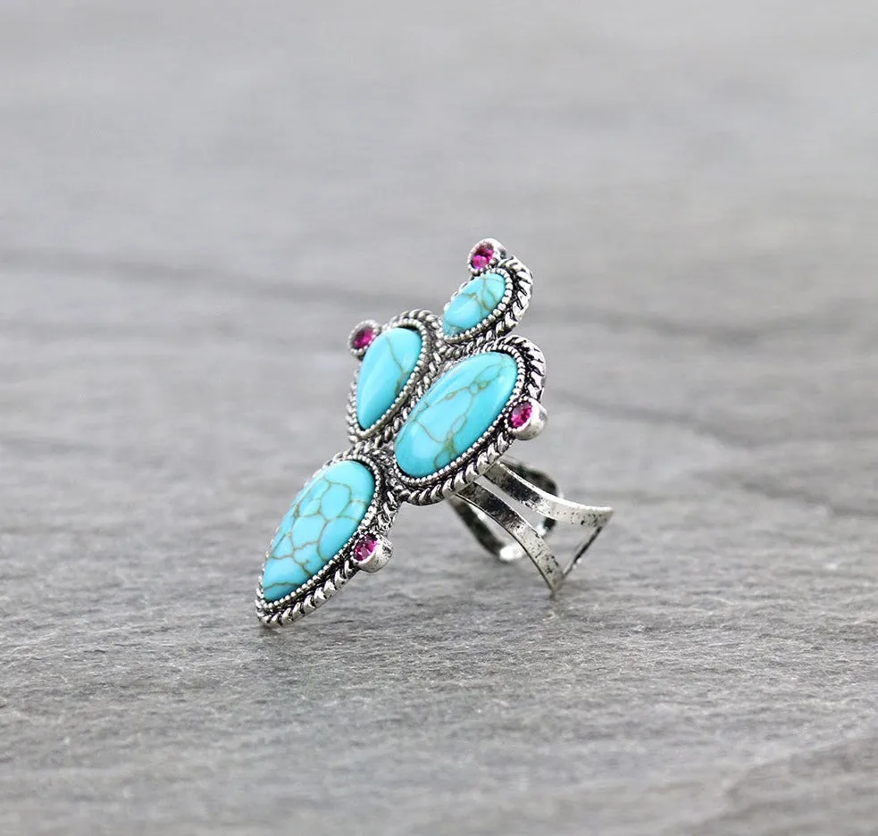 Prickly Cactus Ring With Sparkle Stone Accents