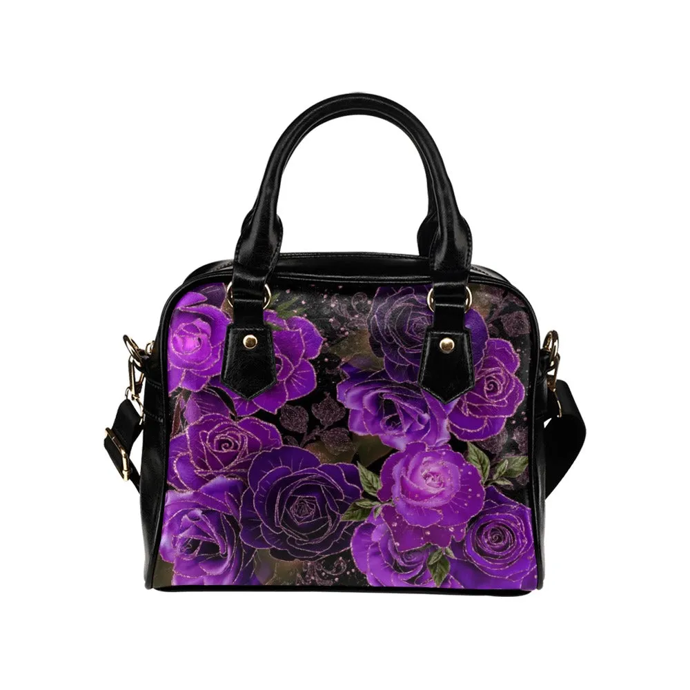 Purple Roses Goth Shoulder Bag Purse