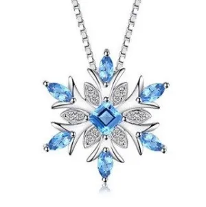 Real Topaz Snowflake Necklace