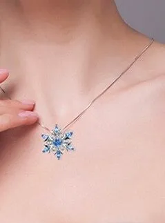 Real Topaz Snowflake Necklace