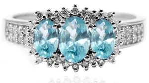 Real Topaz three stone Diamond Ring