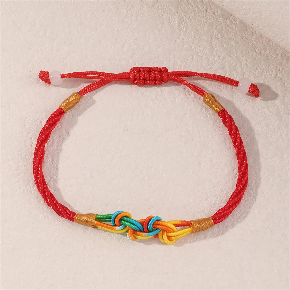 Red & Yellow Knot-Accent Adjustable Bracelet