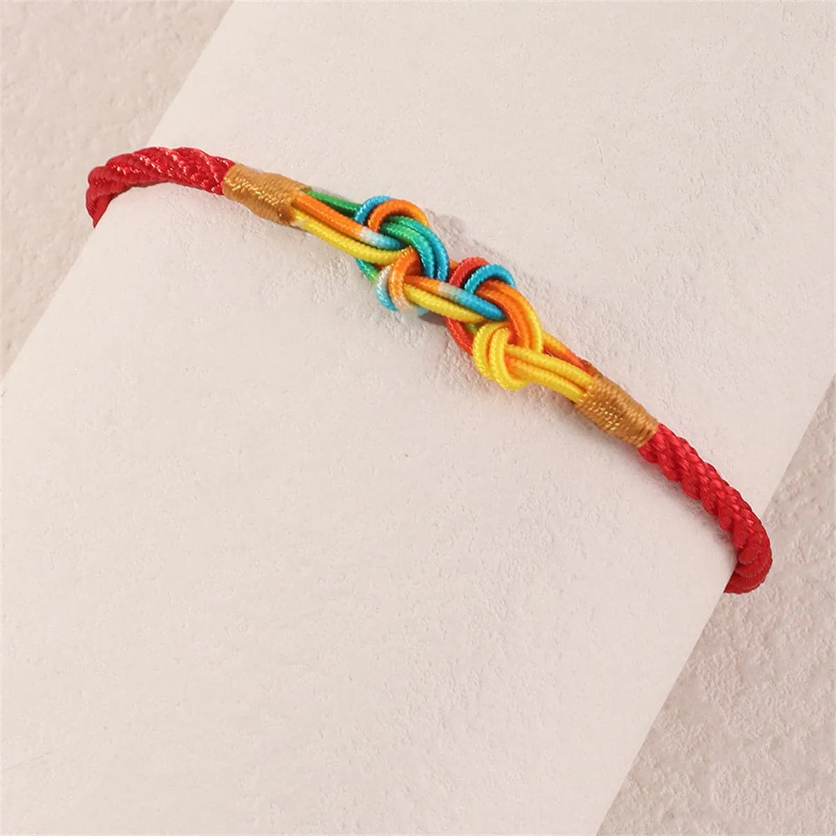 Red & Yellow Knot-Accent Adjustable Bracelet