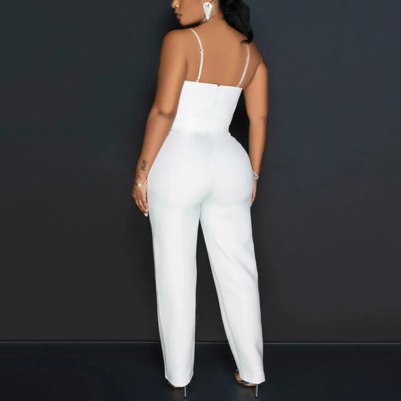 Rhinestone Spaghetti Strap Bowknot Jumpsuit