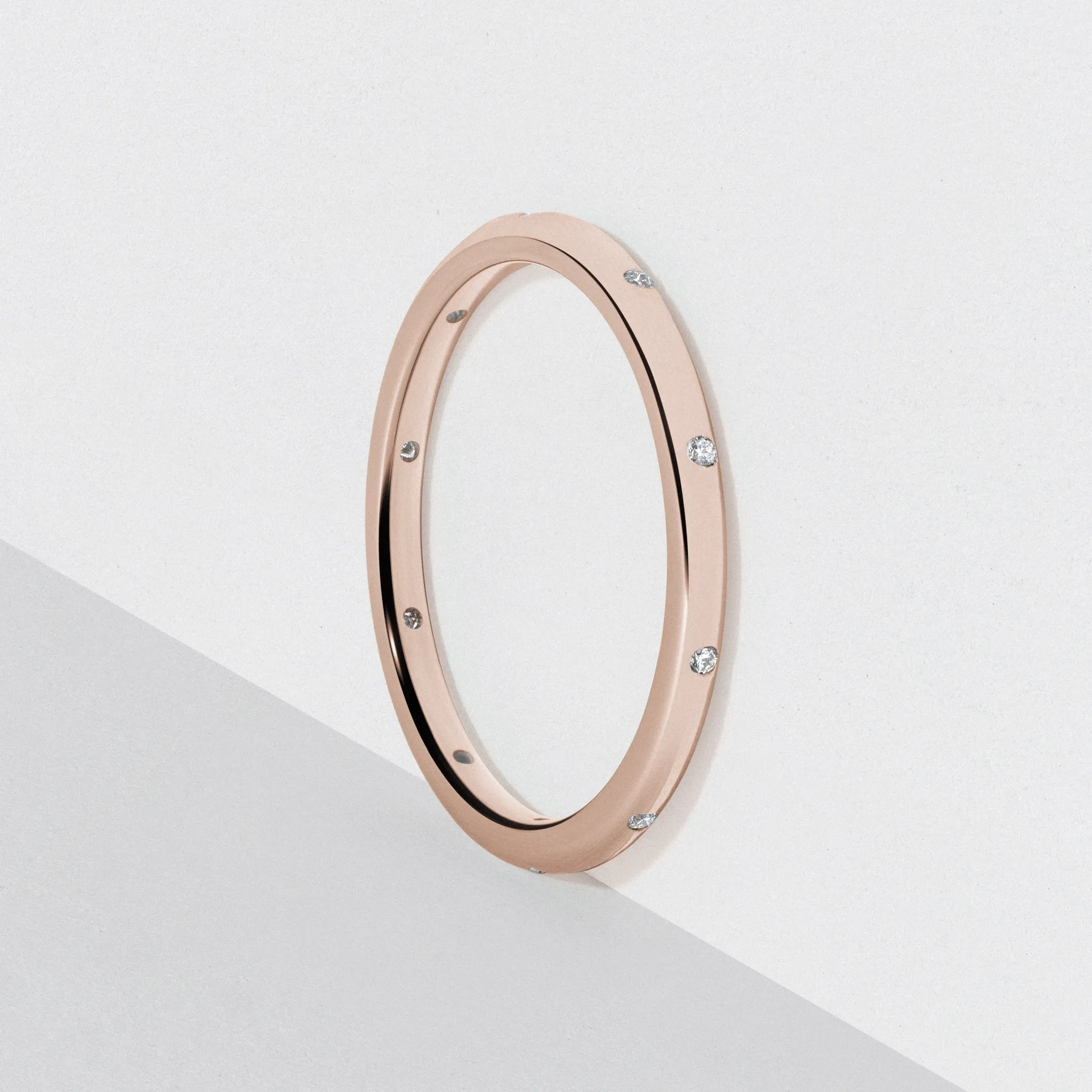 Rose Gold Classic Diamond Wedding Band - Polished 1.5mm