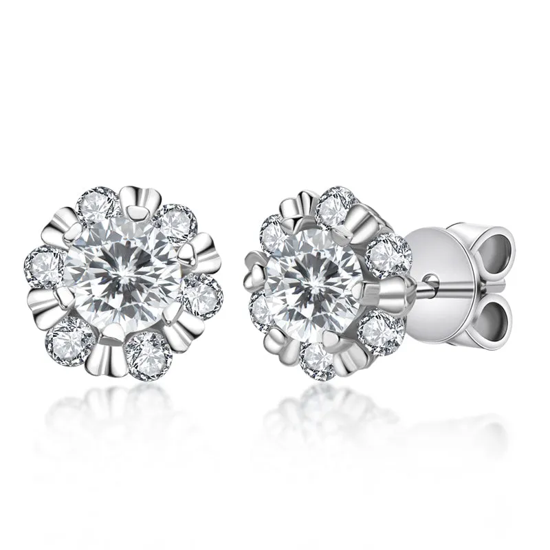 Round Brilliant Cut Moissanite Diamond Stud Earrings