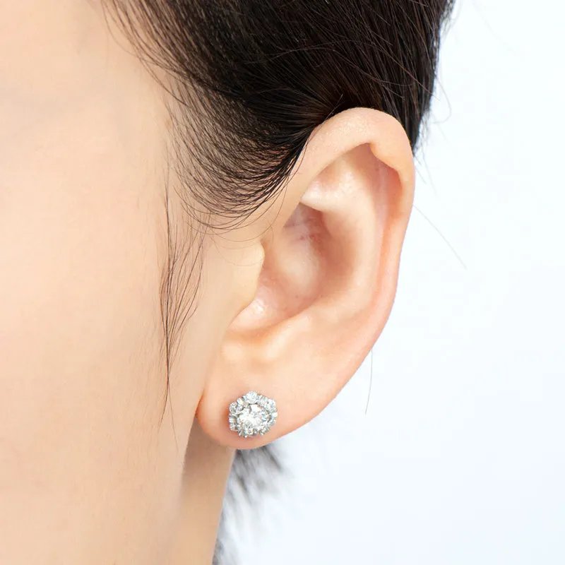 Round Brilliant Cut Moissanite Diamond Stud Earrings