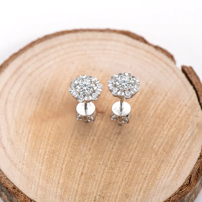 Round Brilliant Cut Moissanite Diamond Stud Earrings