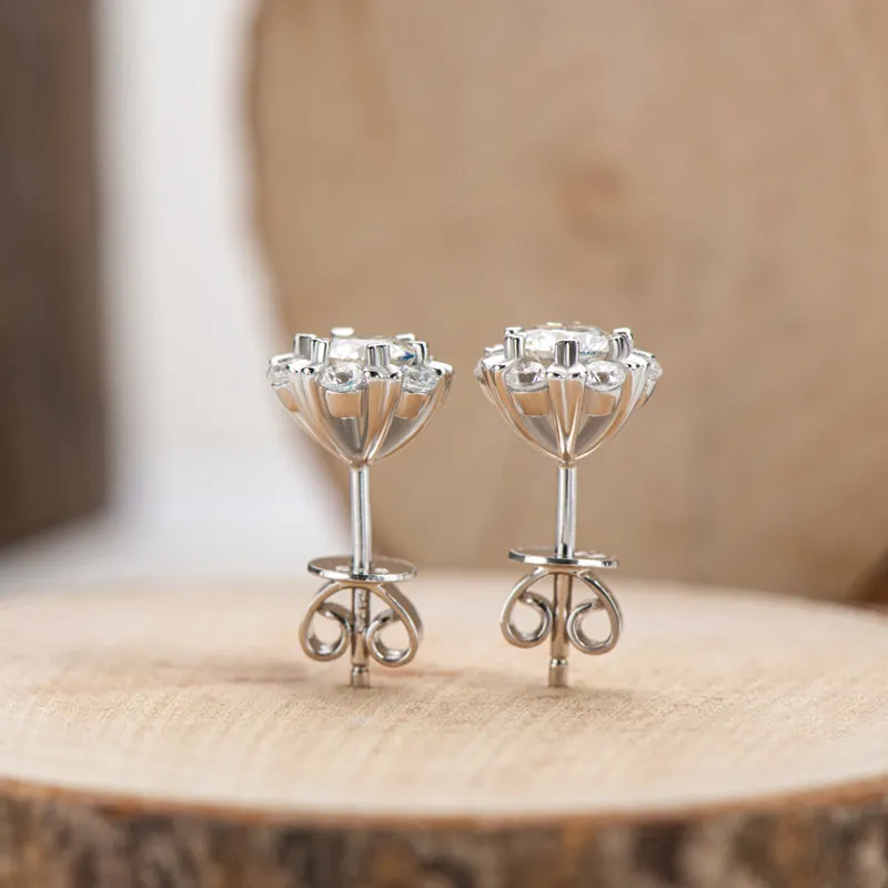 Round Brilliant Cut Moissanite Diamond Stud Earrings