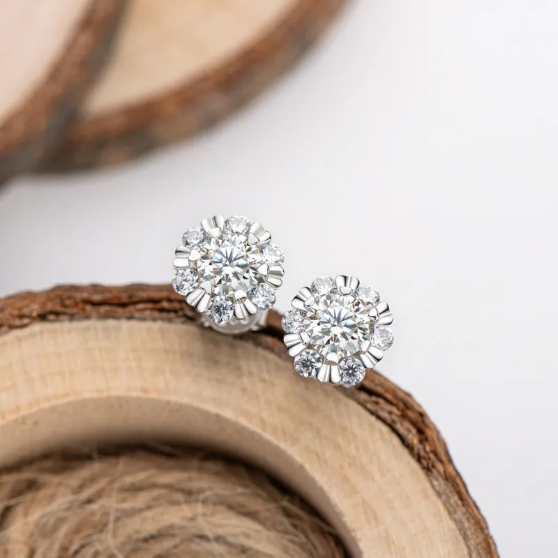 Round Brilliant Cut Moissanite Diamond Stud Earrings