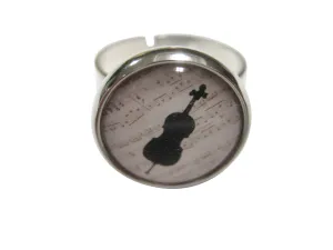 Round Cello Music Instrument Adjustable Size Fashion Ring