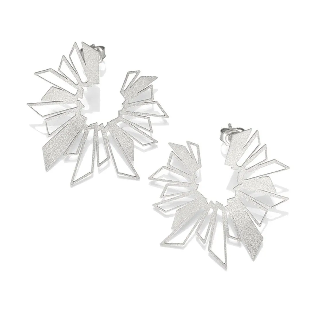 ROUND GEO MAXI EARRING/SILVER
