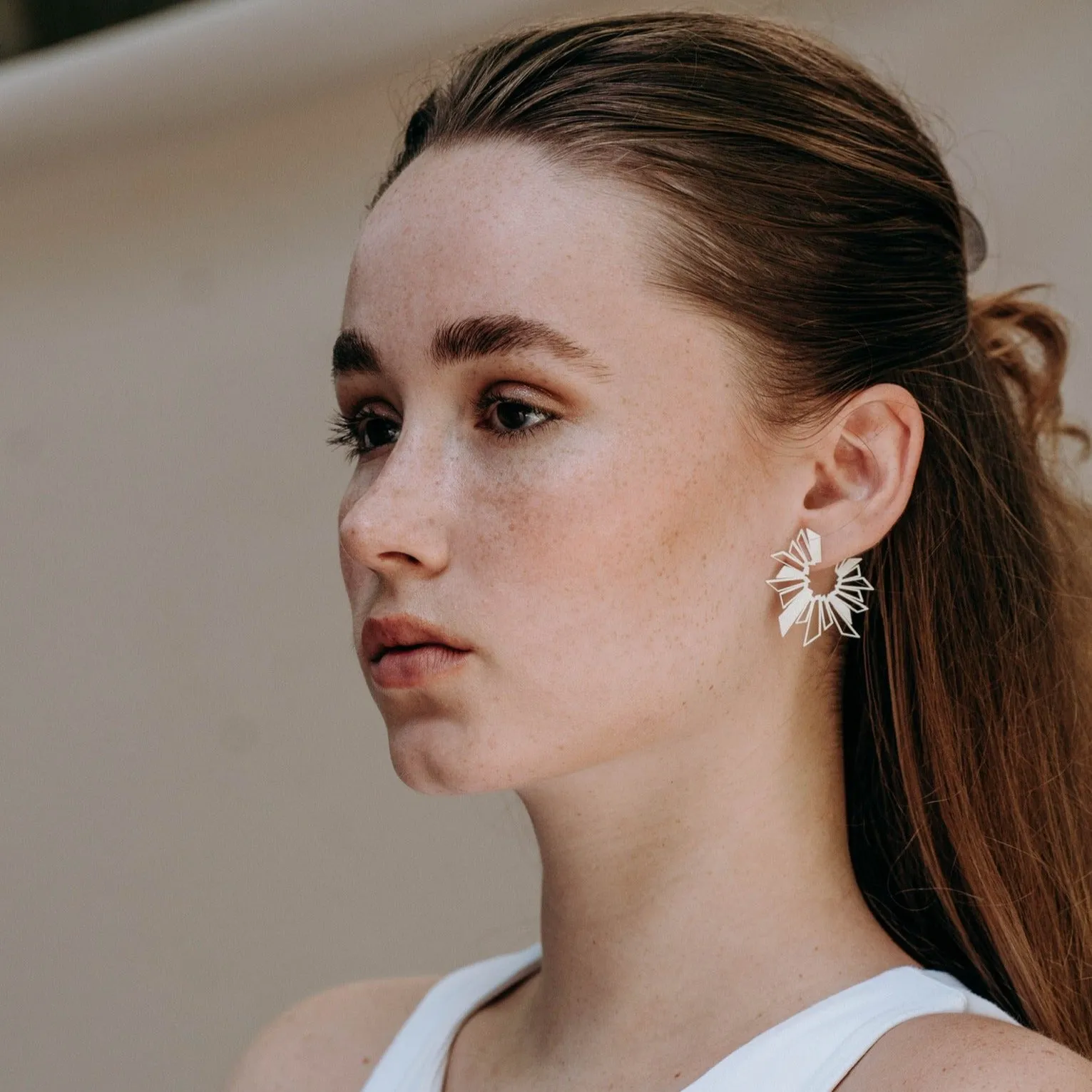 ROUND GEO MAXI EARRING/SILVER
