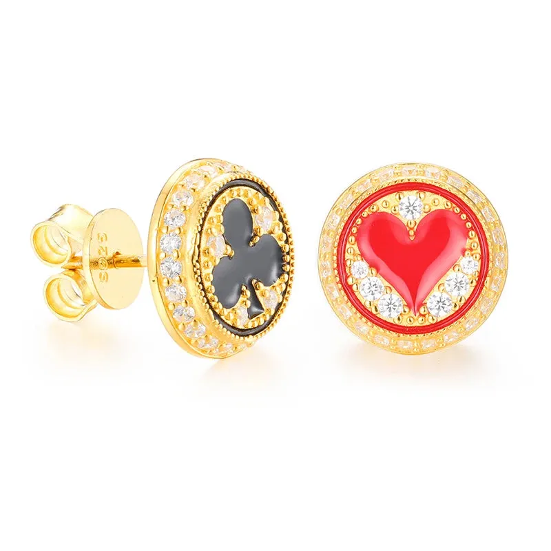 Round Poker Diamond Earrings