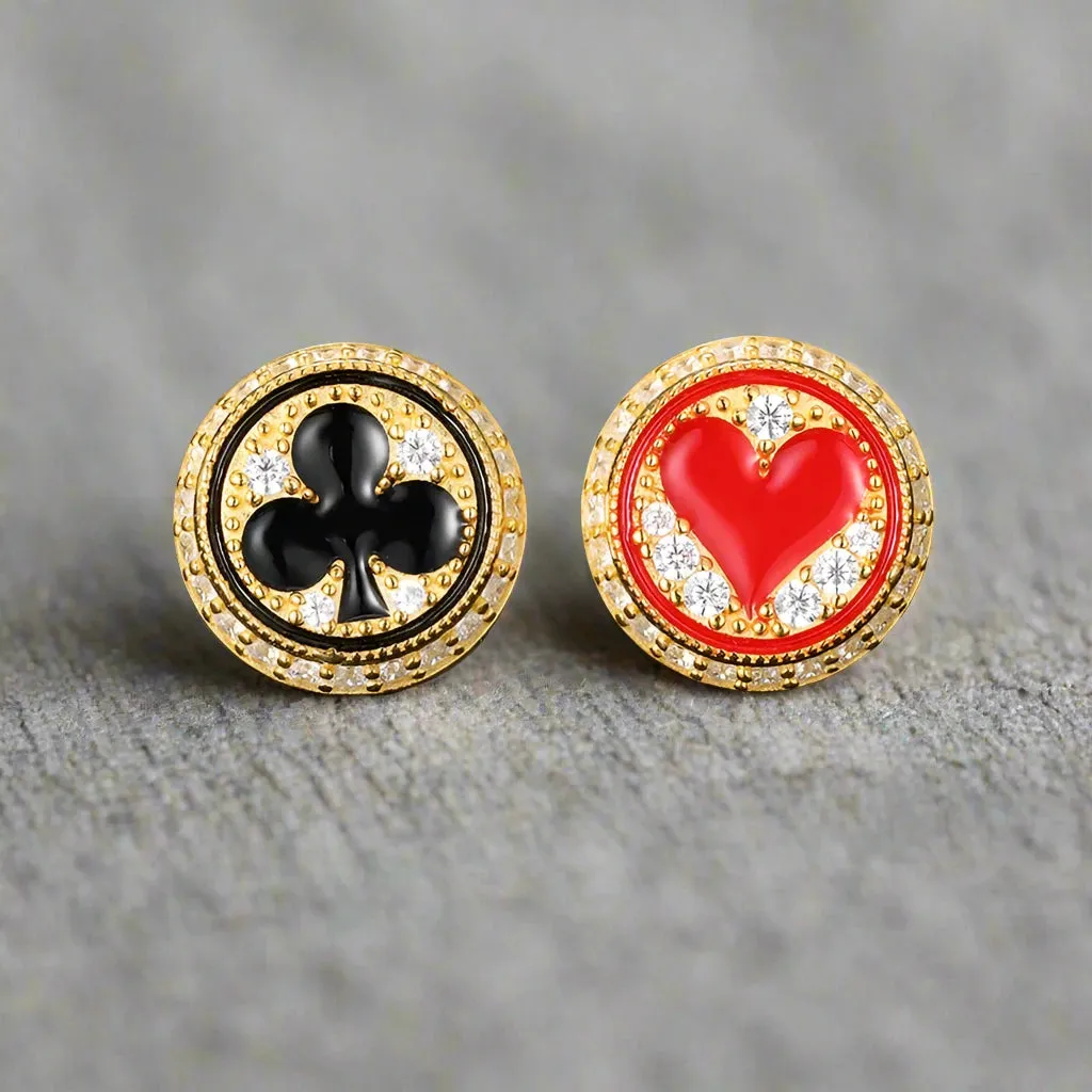 Round Poker Diamond Earrings