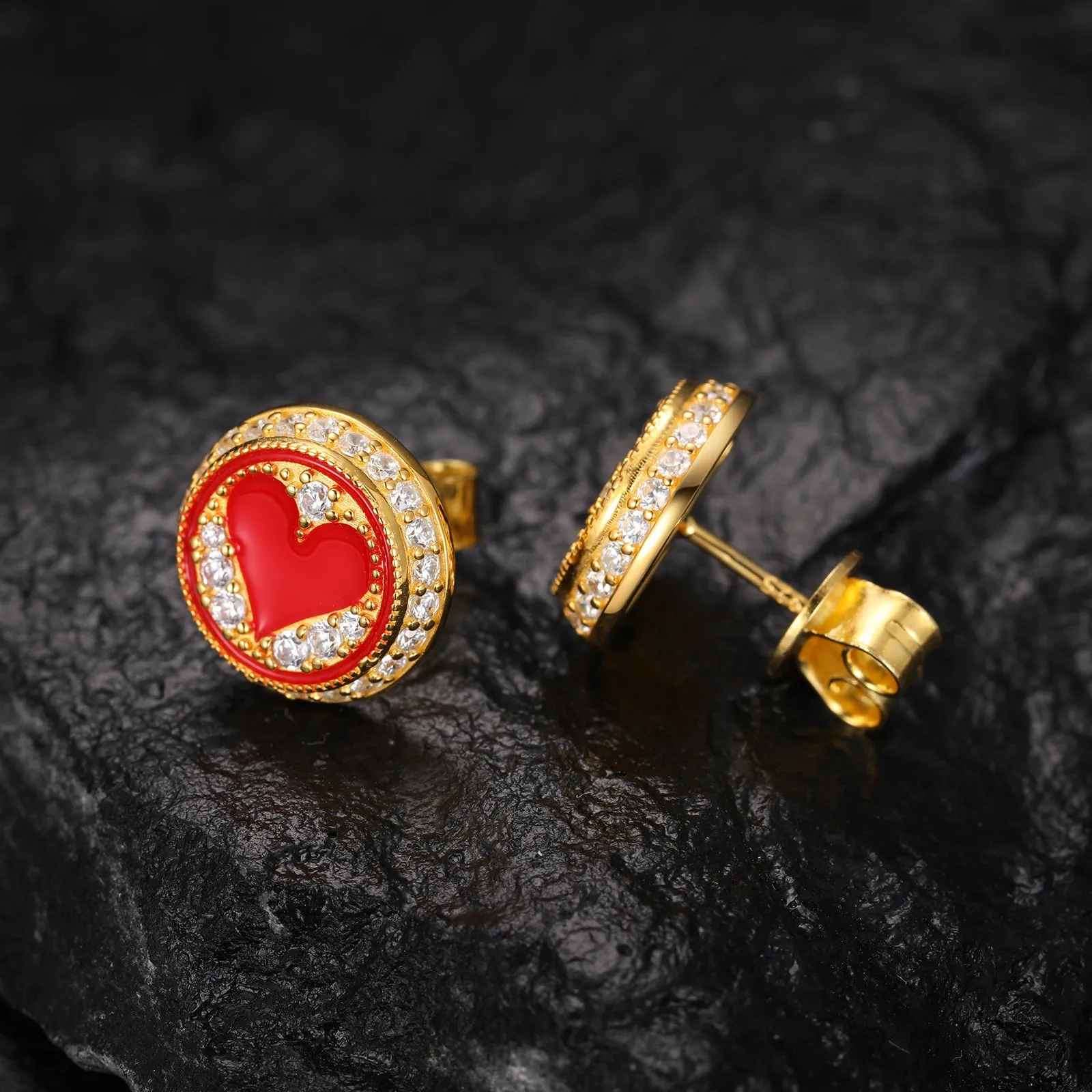 Round Poker Diamond Earrings