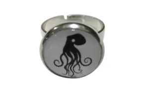 Round Wild Octopus Adjustable Size Fashion Ring