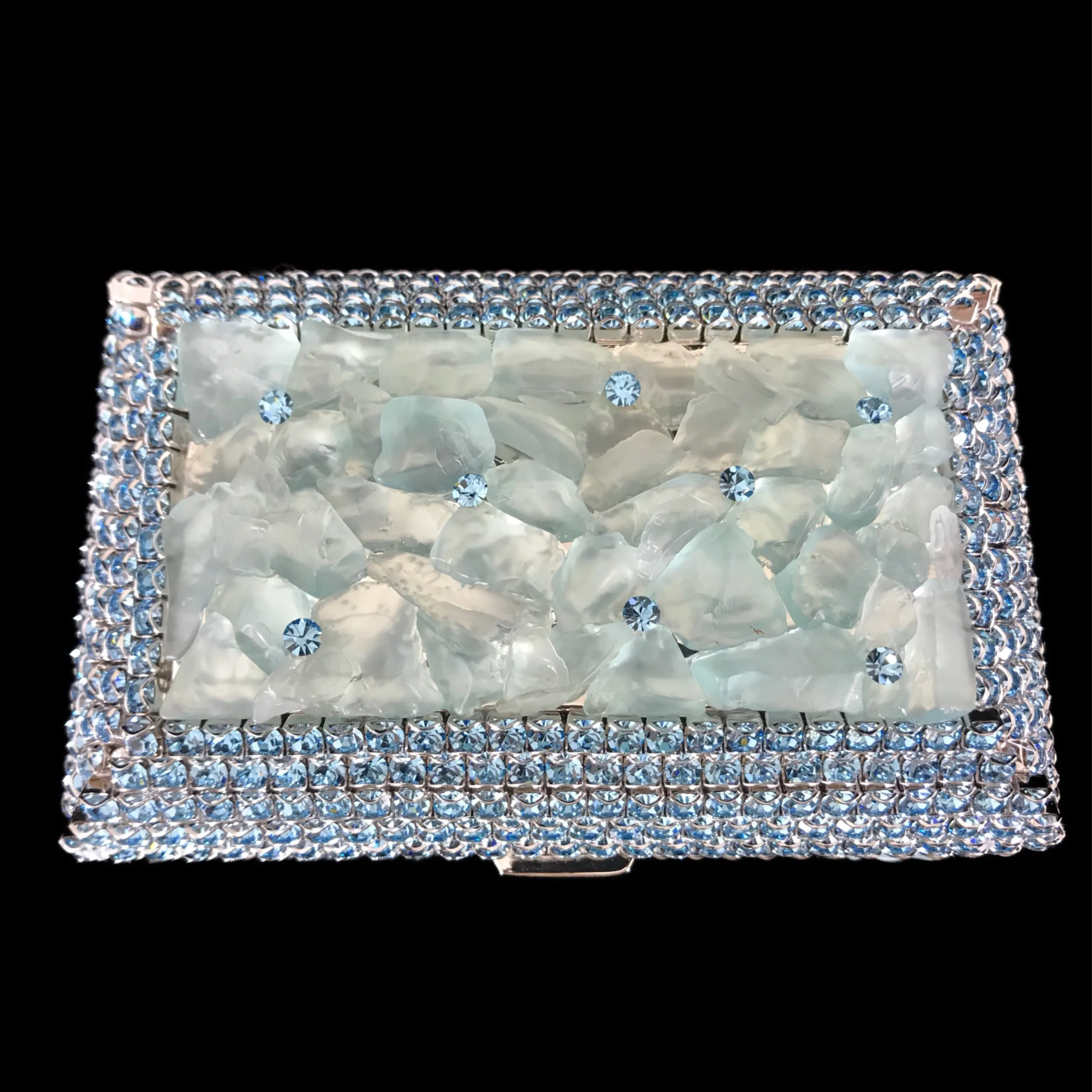 Sea Glass Keepsake Box Featuring Aquamarine Premium Crystal