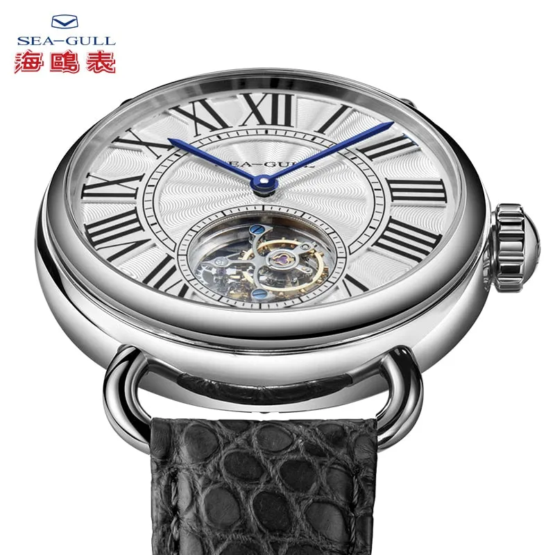 SEA-GULL manual mechanical watch with Tourbillon complication with Roman numerals Calibre : ST8000 Model : 818.11.6036 (White) and 718.11.6032L( Blue)