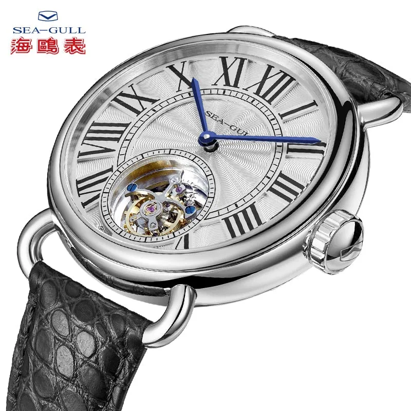 SEA-GULL manual mechanical watch with Tourbillon complication with Roman numerals Calibre : ST8000 Model : 818.11.6036 (White) and 718.11.6032L( Blue)