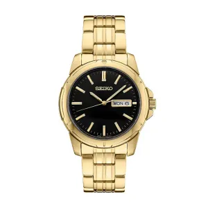 Seiko 40MM Essentials Black Dial Day/Date Watch in Gold-Tone Stainless Steel