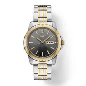 Seiko 40MM Gray Dial Day/Date Watch in Two-Tone Stainless Steel