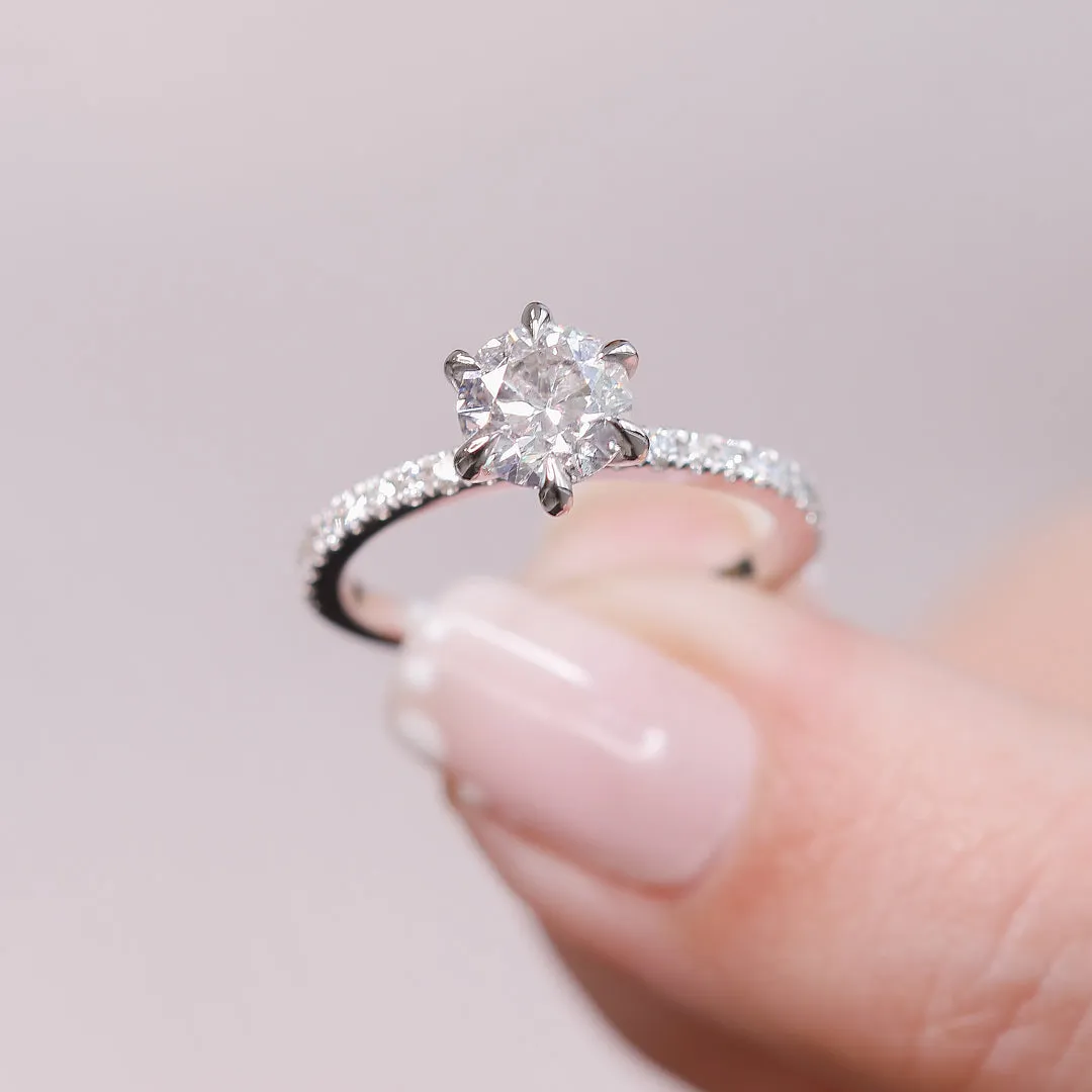 Setting Sun  Natural Round  Diamond Engagement Ring