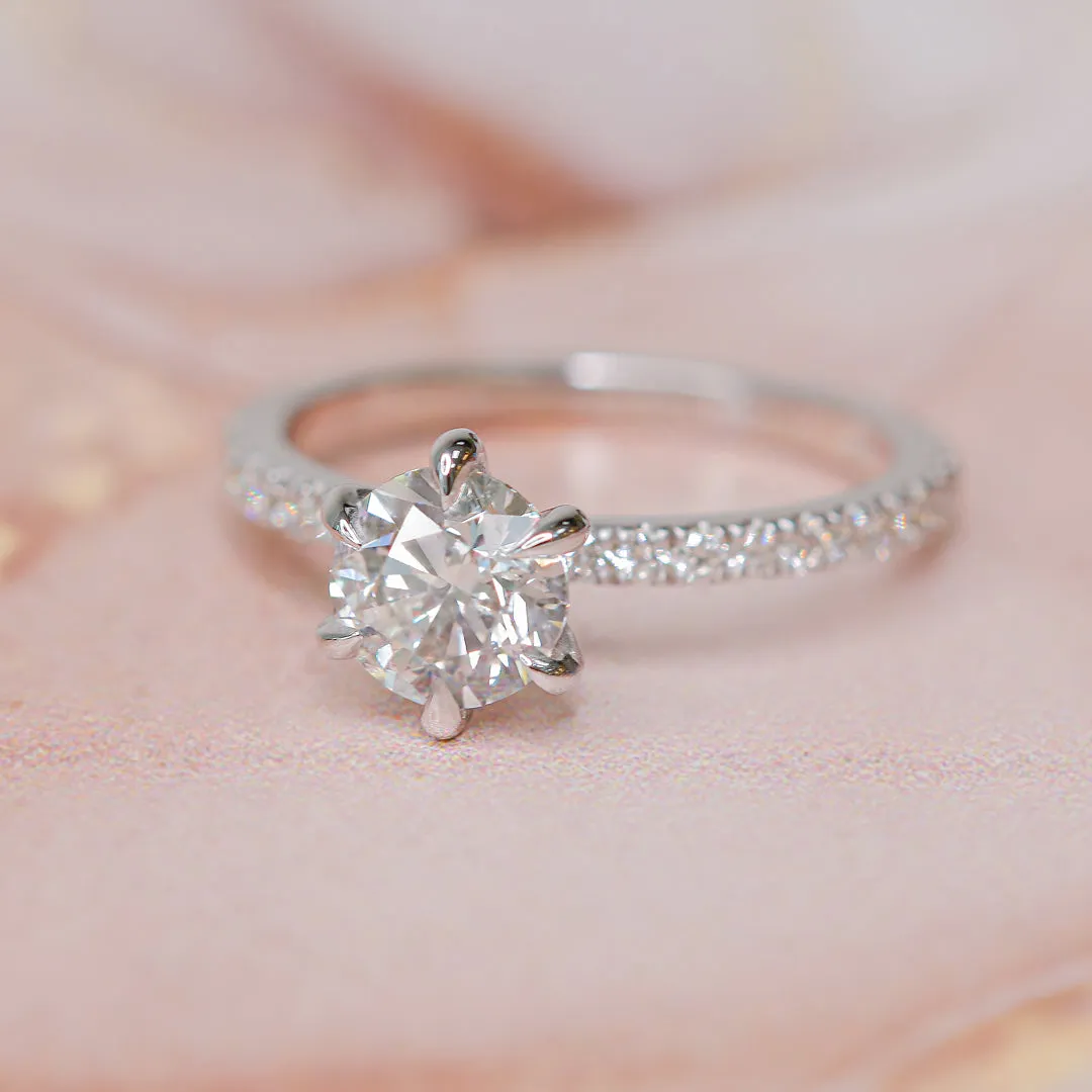 Setting Sun  Natural Round  Diamond Engagement Ring