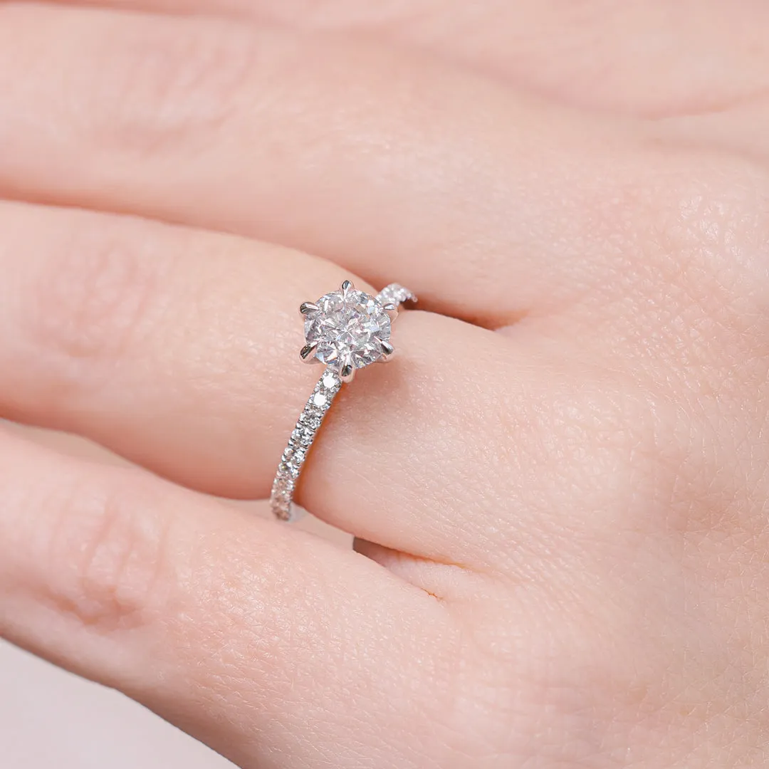 Setting Sun  Natural Round  Diamond Engagement Ring