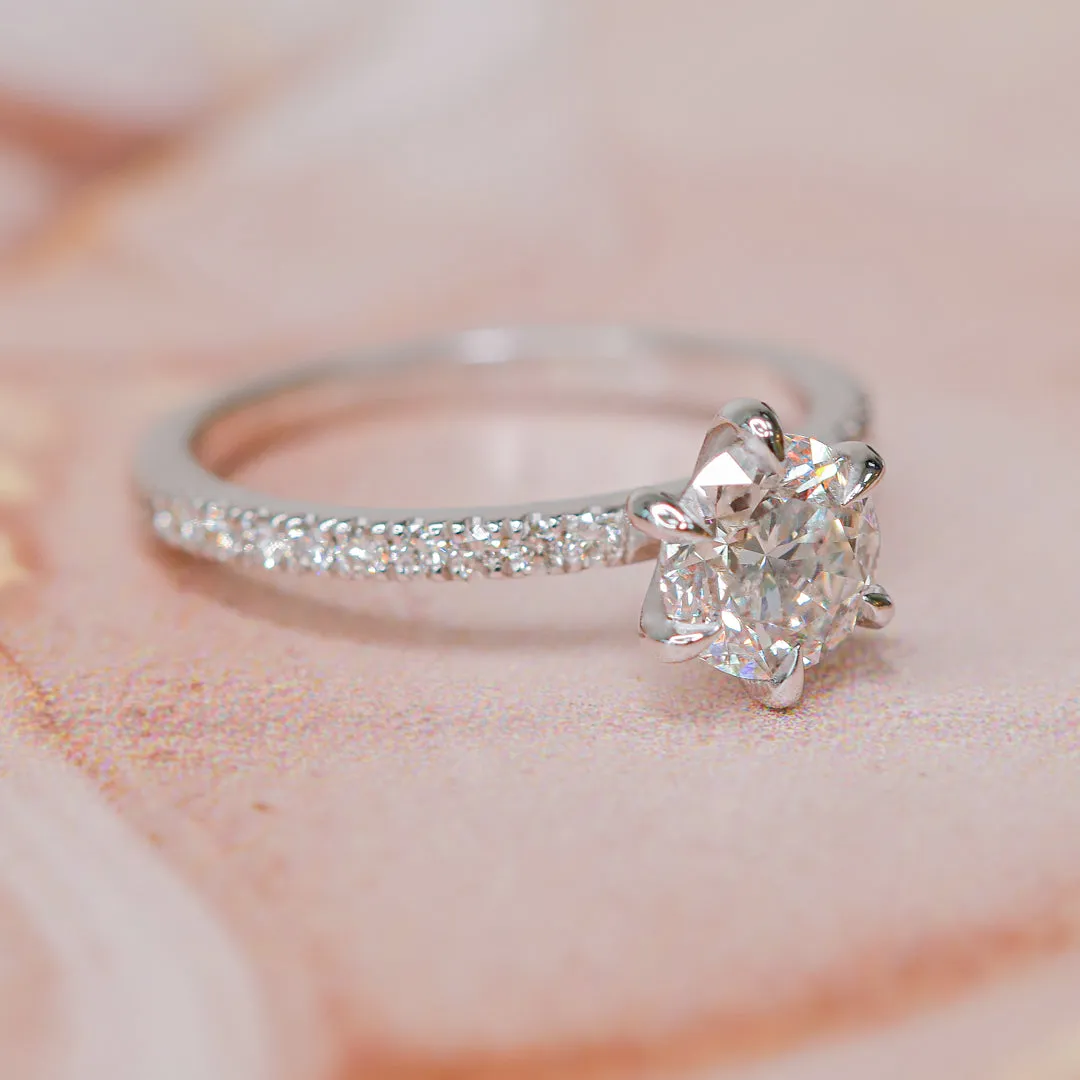 Setting Sun  Natural Round  Diamond Engagement Ring