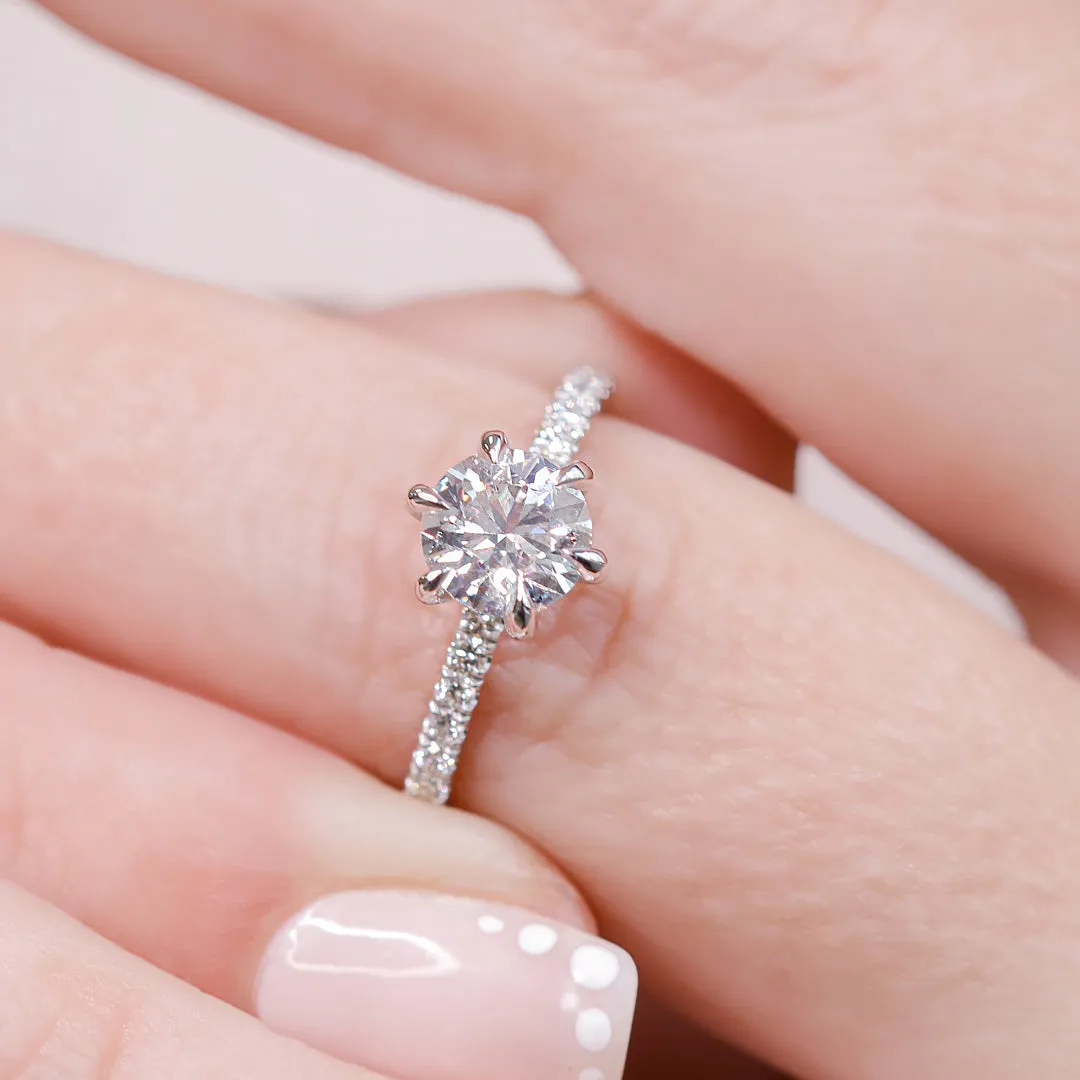 Setting Sun  Natural Round  Diamond Engagement Ring