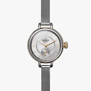 Shinola Birdy 34mm Silver Gold Mesh S0120121838