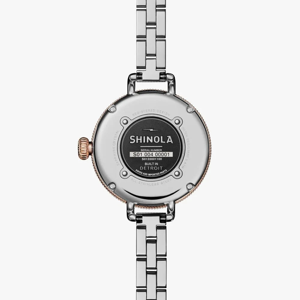 Shinola Birdy 34mm Silver Rose Gold S0120001100