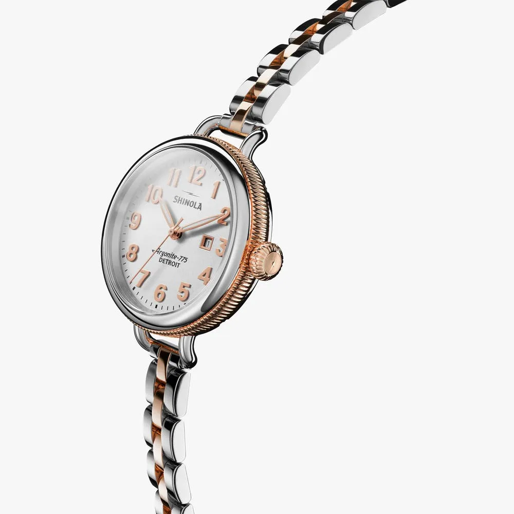Shinola Birdy 34mm Silver Rose Gold S0120001100