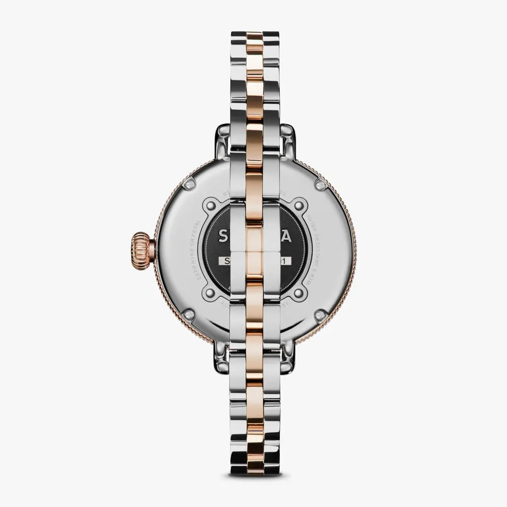Shinola Birdy 34mm Silver Rose Gold S0120001100