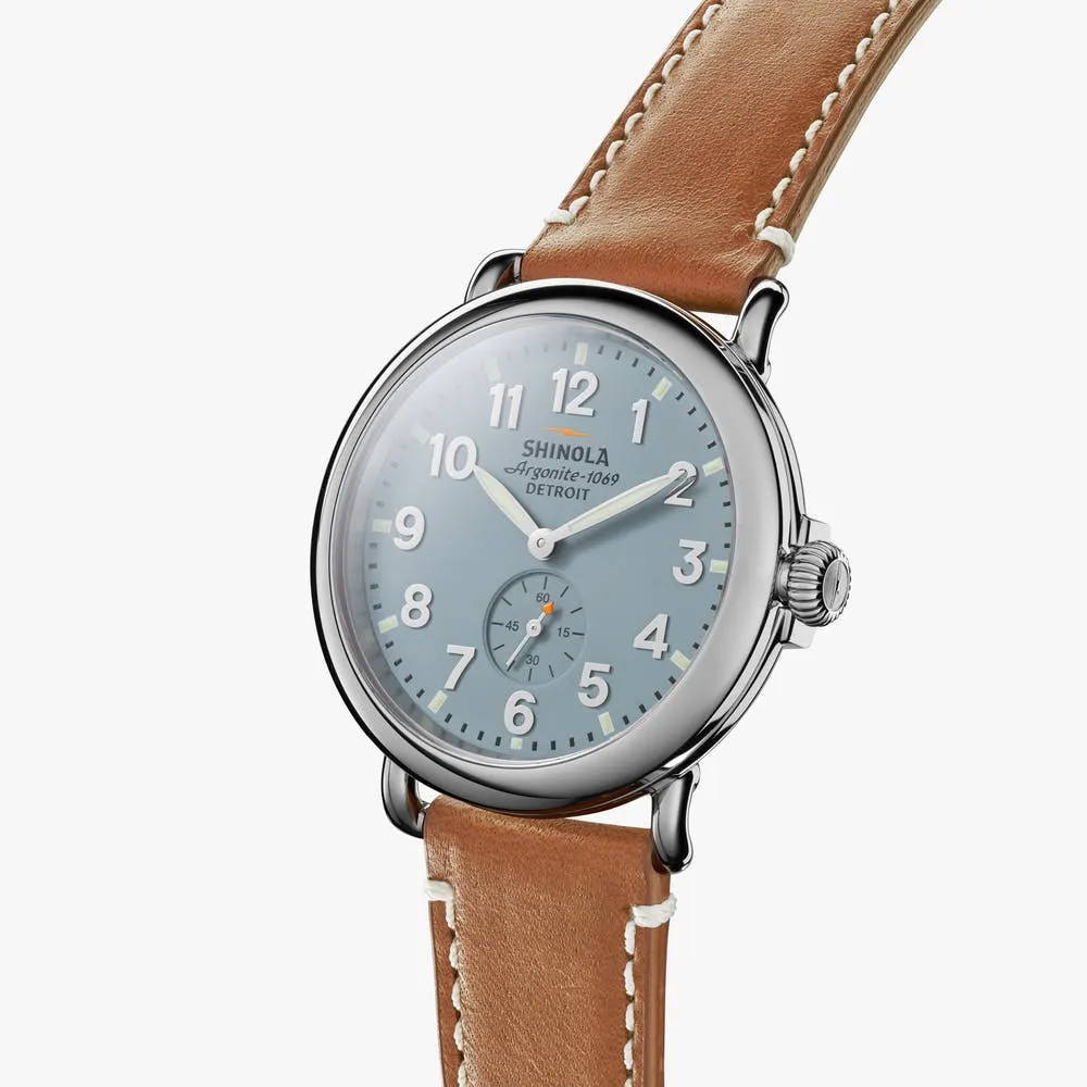 Shinola The Runwell Brown Leather Strap Blue Dial Watch S0110000024