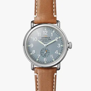 Shinola The Runwell Brown Leather Strap Blue Dial Watch S0110000024