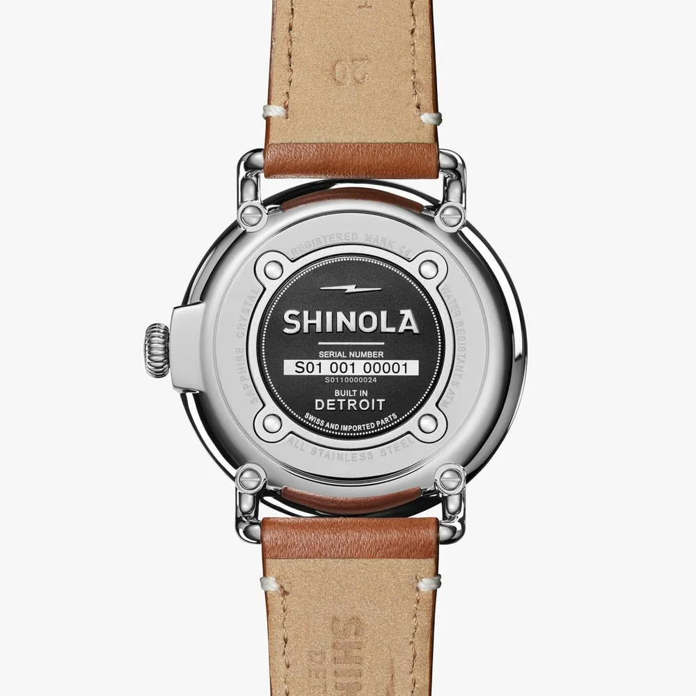 Shinola The Runwell Brown Leather Strap Blue Dial Watch S0110000024