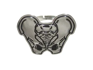 Silver Toned Anatomical Pelvis Adjustable Size Fashion Ring