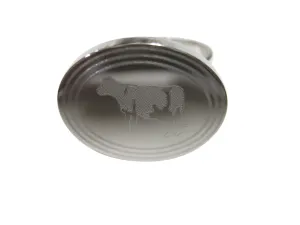 Silver Toned Etched Oval Cow Adjustable Size Fashion Ring