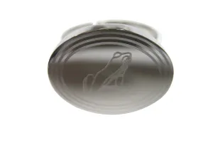 Silver Toned Etched Oval Frog Adjustable Size Fashion Ring