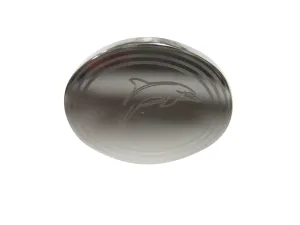 Silver Toned Oval Etched Dolphin Adjustable Size Fashion Ring