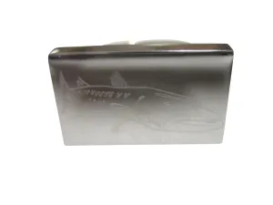 Silver Toned Rectangular Etched Barracuda Fish Adjustable Size Fashion Ring