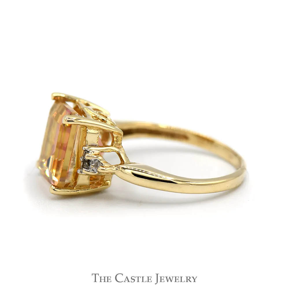 Square Shaped Pink & Yellow Mystic Topaz with Diamond Accents in 14k Yellow Gold
