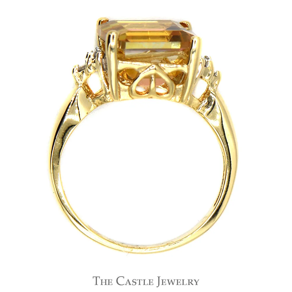 Square Shaped Pink & Yellow Mystic Topaz with Diamond Accents in 14k Yellow Gold