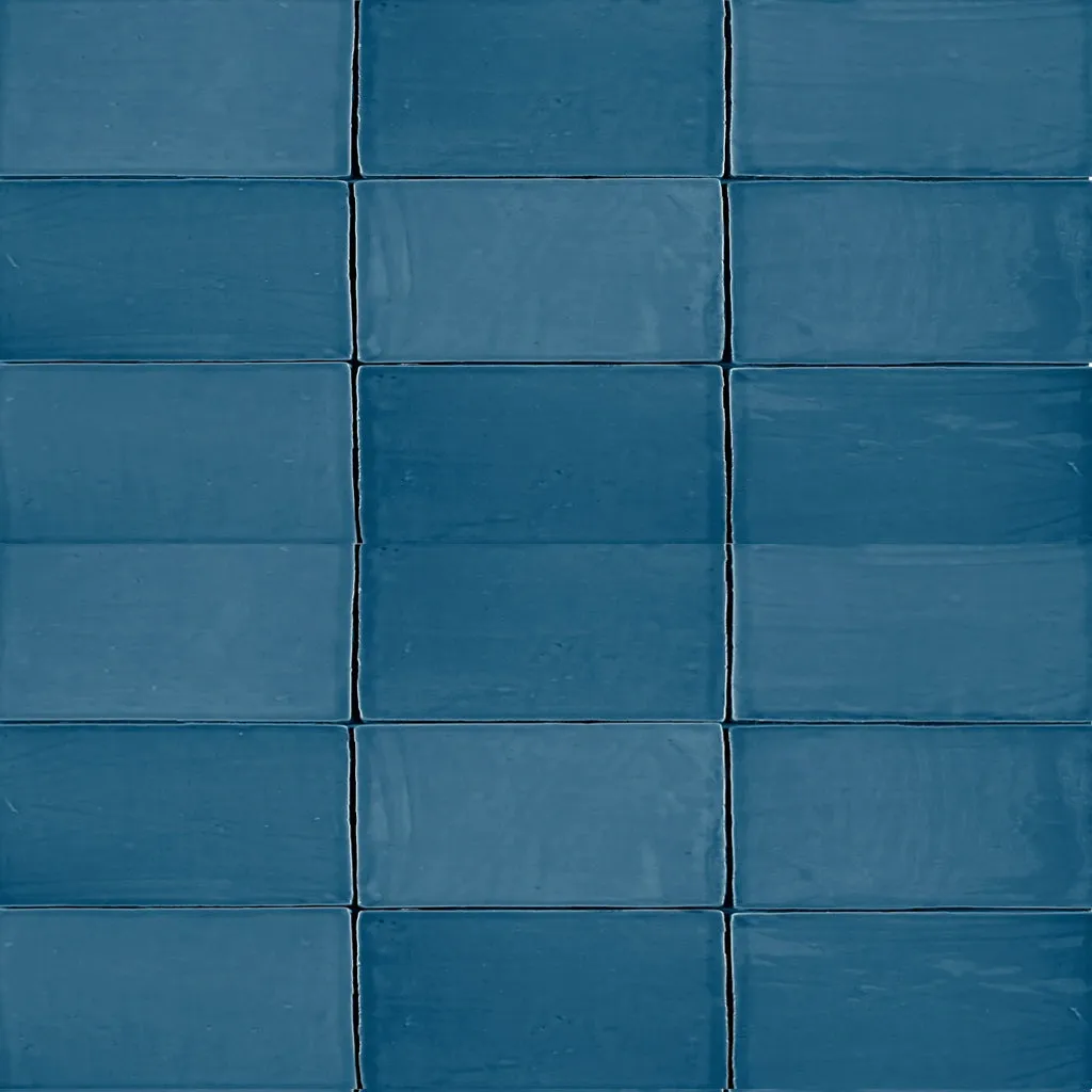 St. Tropez Azul Wall Tile - Wall Mount - 2.5 x 5" Ceramic/Blue - Piece : 0.09 SqFt = $ 8.21 / Box: 5.38 Sqft = $ 45.00 - Pieces Per Box: 60 Units