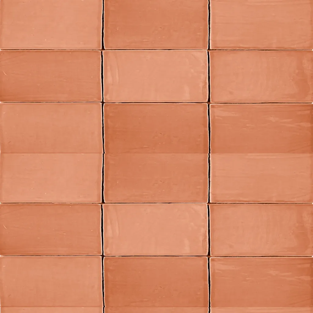 St. Tropez Coral Wall Tile - Wall Mount - 2.5 x 5" Ceramic/Coral - Piece : 0.09 SqFt = $ 8.21 / Box: 5.38 Sqft = $ 45.00 - Pieces Per Box: 60 Units
