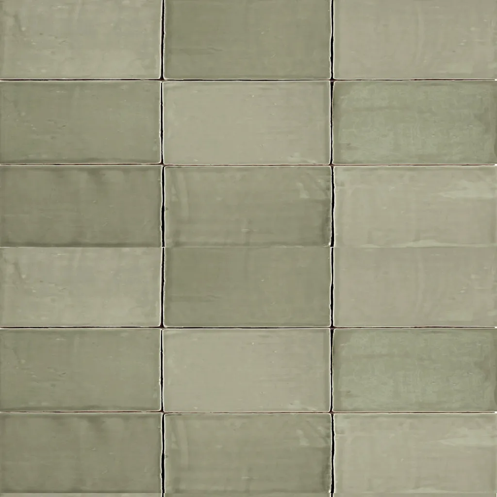 St. Tropez Verde Wall Tile - Wall Mount - 2.5 x 5" Ceramic/Green - Piece : 0.09 SqFt = $ 8.21 / Box: 5.38 Sqft = $ 45.00 - Pieces Per Box: 60 Units