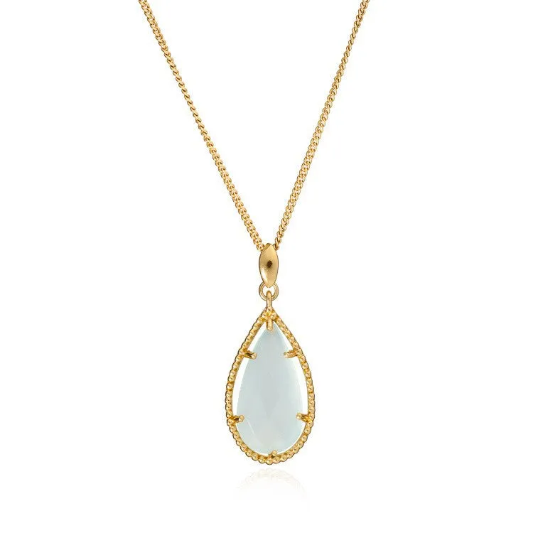 Teardrop Necklace: Gold & Aqua