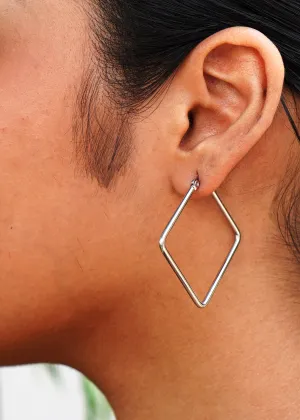 The "Merritt" Silver stainless steel square hoops